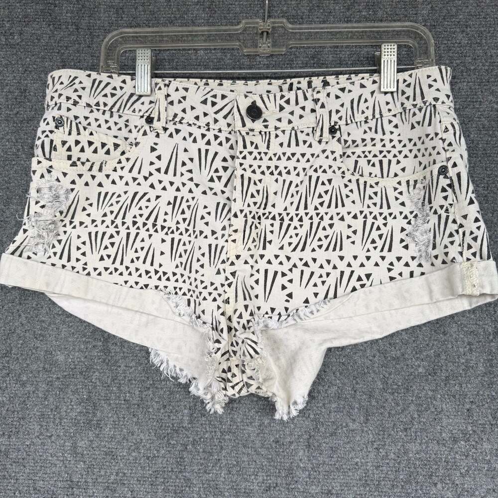 Volcom Stoned Short Rolled Geometric Print Denim Shorts Size 7